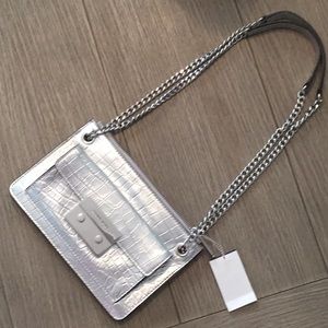 Michael Kors Metallic Silver Leather Shoulder Bag